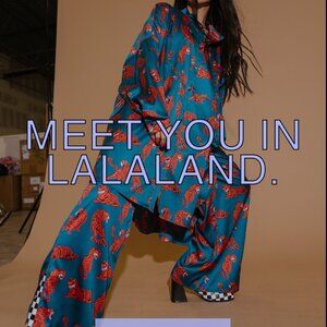 SATIN PANT SET with Tigers